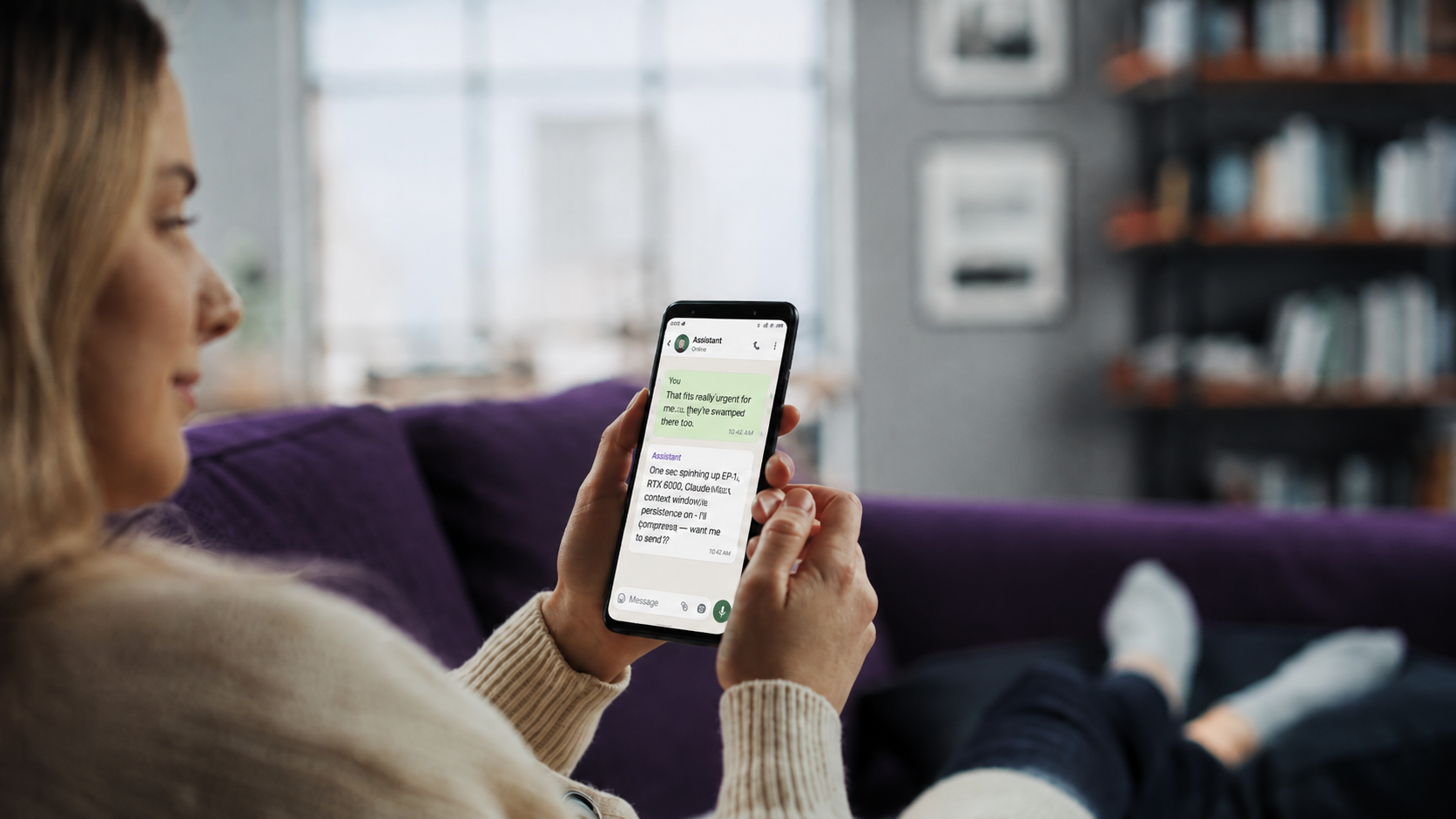 Using a private AI assistant from a phone